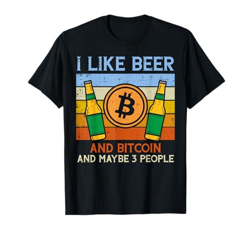 Beer Bitcoin 3 Personen Lustig Crypto Kryptowährung Männer Frauen T-Shirt von Bitcoin Shirts BTC Crypto Men Women Kids Gifts