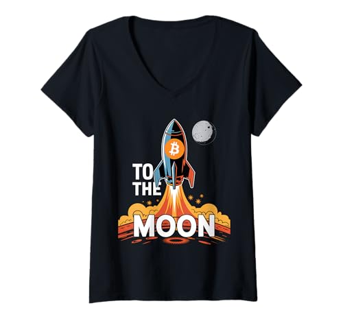 Damen Bitcoin zum Mond T-Shirt mit V-Ausschnitt Damen Bitcoin zum Mond T-Shirt mit V-Ausschnitt von Bitcoin To The Moon HODL Apparel