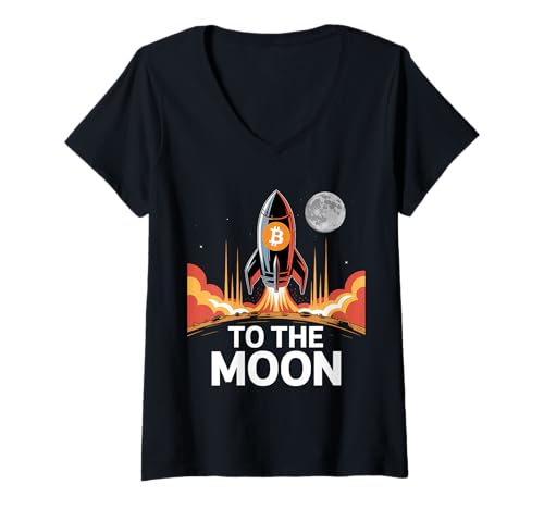 Damen Bitcoin zum Mond T-Shirt mit V-Ausschnitt Damen Bitcoin zum Mond T-Shirt mit V-Ausschnitt von Bitcoin To The Moon HODL Tees
