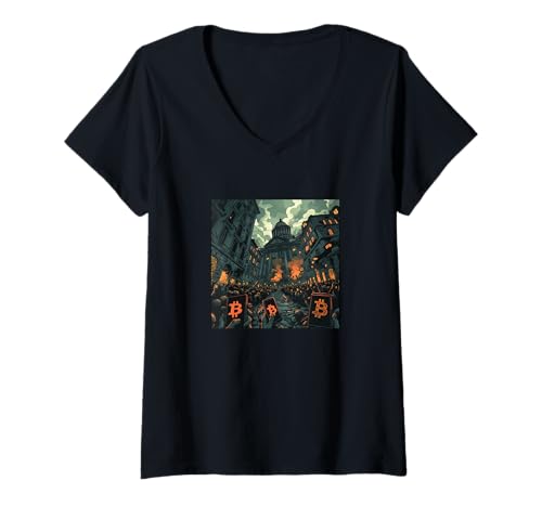 Damen Bitcoin Revolution T-Shirt mit V-Ausschnitt Damen Bitcoin Revolution T-Shirt mit V-Ausschnitt von Bitcoin fixes this Krypto Währung Geld Hodl Hold