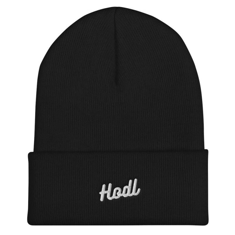 Hodl Bitcoin Besticktes Script Text Design - Manschetten Beanie von BitcoinDesignsShop