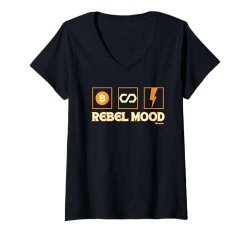 Damen Rebel Mood – Bitcoin Lightning Unity T-Shirt mit V-Ausschnitt Damen Rebel Mood – Bitcoin Lightning Unity T-Shirt mit V-Ausschnitt von BitcoinZen