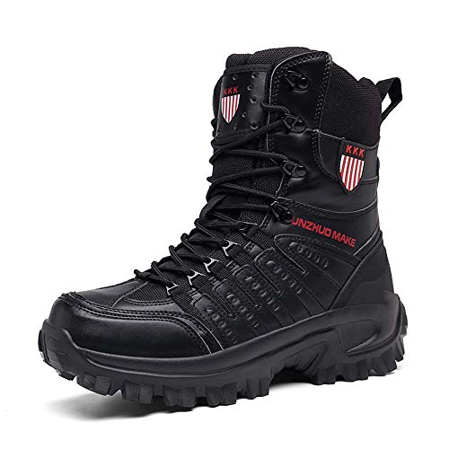 Bitiger Einsatzstiefel Tactical Trekking-Schuh Knöchelhoch Arbeitsschuh Wanderschuh Bergschuh Outdoorschuh für Männer in Schwarz, Größe 43 EU von Bitiger