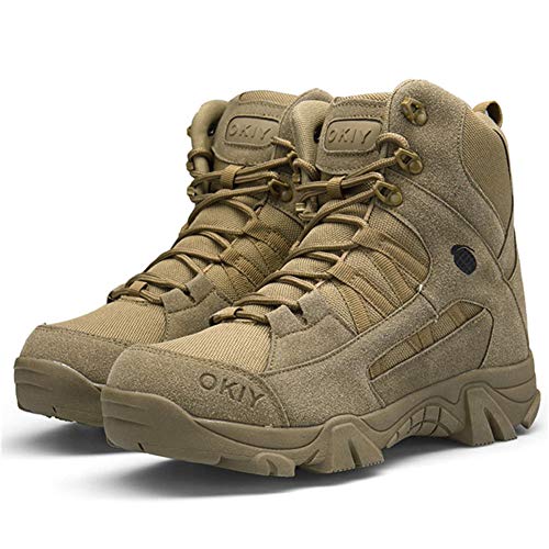 Bititger wasserdichter Militärstiefel für Herren, militärischer Outdoor-Wüstenstiefel, Kampfstiefel, Army-Stiefel, Sicherheits-Polizeistiefel, Leder mit Reißverschluss, Braun - Braun - Größe: 44 EU von Bitiger