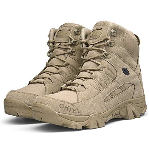 Bititger wasserdichter Militärstiefel für Herren, militärischer Outdoor-Wüstenstiefel, Kampfstiefel, Army-Stiefel, Sicherheits-Polizeistiefel, Leder mit Reißverschluss, - Sand - Größe: 44 EU von Bitiger