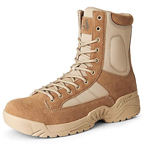 Bitiger Stiefel Herren Army Combat Boots mit Zipper Verschleißfest rutschfeste Outdoor Trekkingschuhe Militär & Einsatzstiefel von Bitiger