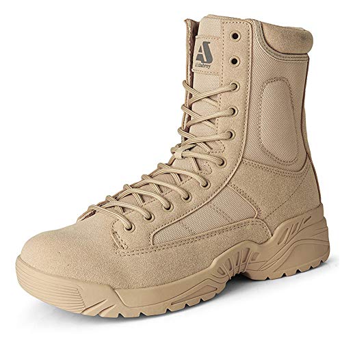 Bitiger Stiefel Herren Army Combat Boots mit Zipper Verschleißfest rutschfeste Outdoor Trekkingschuhe Militär & Einsatzstiefel von Bitiger