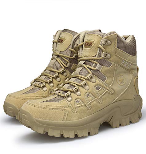 Bititger wasserdichter Militärstiefel für Herren, militärischer Outdoor-Wüstenstiefel, Kampfstiefel, Army-Stiefel, Sicherheits-Polizeistiefel, Leder mit Reißverschluss, - Sand - Größe: 40 2/3 EU von Bitiger