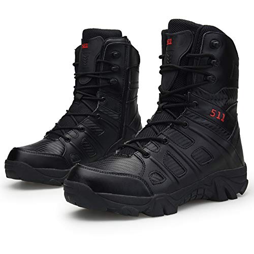 Bitiger Stiefel Herren Wanderschuhe Damen Army Combat Boots mit Zipper Verschleißfest rutschfeste Outdoor Trekkingschuhe von Bitiger