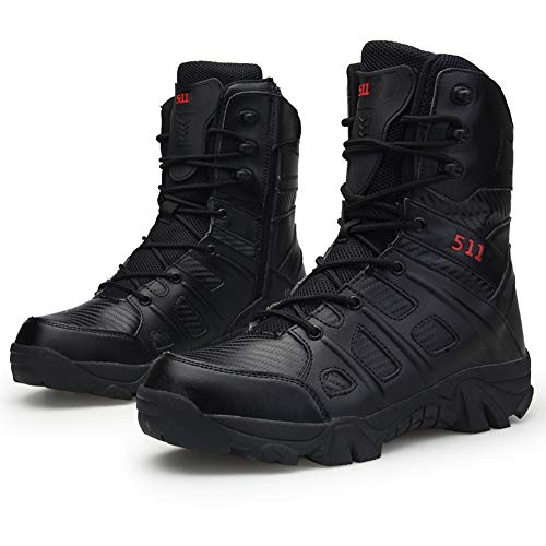 Bitiger Stiefel Herren Wanderschuhe Damen Army Combat Boots mit Zipper Verschleißfest rutschfeste Outdoor Trekkingschuhe Militär & Einsatzstiefel von Bititger