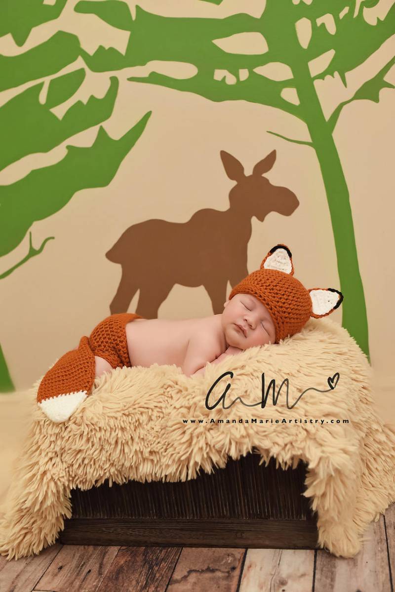 Baby Fuchs Outfit - Häkeln Set Mütze Tier Neugeborenen Foto Requisite Kostüm von BitofWhimsyCrochet