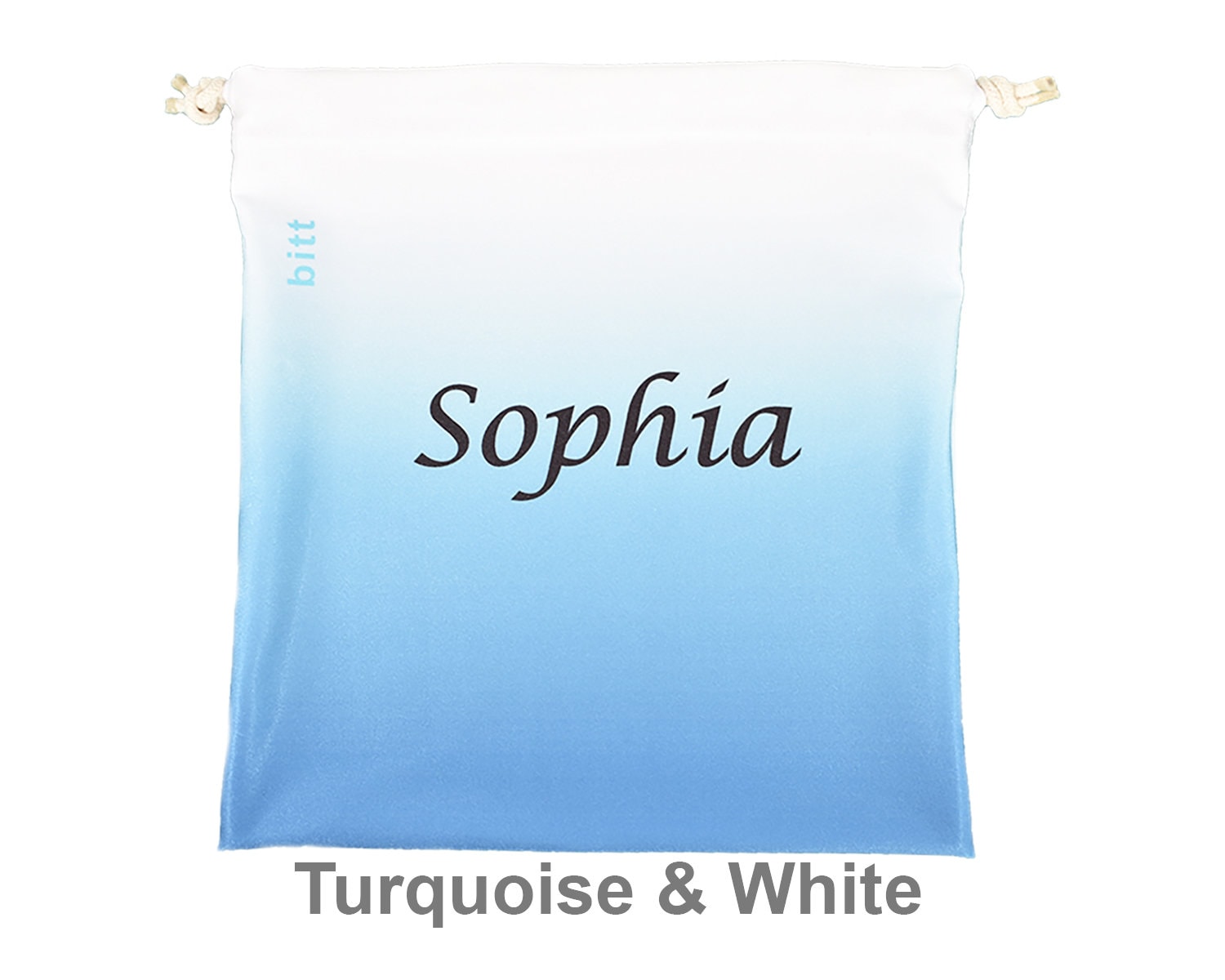 Personalisierte Gymnastiktasche - Türkis Und Weiße Ombre-Grifftasche Für Mädchen Jungen, Swarovski-Kristalloption Personalisierte Gymnastiktasche - Türkis Und Weiße Ombre-Grifftasche Für Mädchen Jungen, Swarovski-Kristalloption von BittSportswear