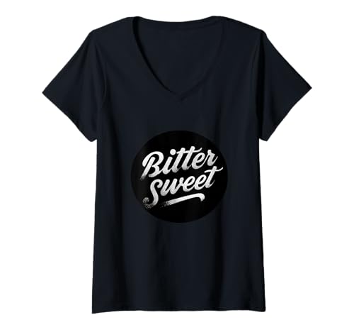 Damen Cool Bitter Sweet Stempel T-Shirt mit V-Ausschnitt von Bitter Sweet Outfit