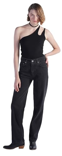 Bitter&Mellow Lässige Mom-Jeans mit hoher Taille für Damen, schwarz, Denim, Damenjeans, Schwarz , 30 von Bitter&Mellow