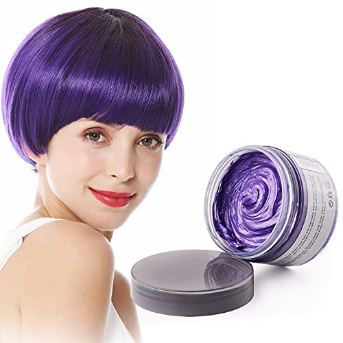 Haarfarbe Wachs, Temporäre Haarfarbe Violett Haarfarbe 4,23 Unzen, Temporäre Haarfärbemittel Wachs für Party, Cosplay & Halloween (Violett) von Bituforu