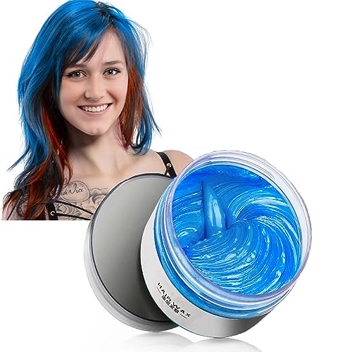 Temporäre Haarfarbe, Haarfarbe Wachs Blau Haarfärbemittel Wachs, Natürliche Frisur Pomade für Party, Cosplay & Halloween (Blau) von Bituforu