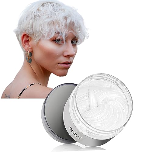 Temporäre Haarfarbe, Haarfarbe Wachs Weiße Haarfärbemittel Wachs, Natürliche Frisur Pomade für Party, Cosplay & Halloween (Weiße) von Bituforu