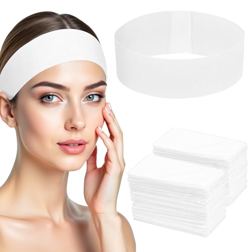 Biubumtu 100 Stück Einweg-Spa-Gesichts-Stirnbänder, einzeln umwickelt, elastisches Make-up-Stirnband mit verstellbarem Stretch-Vlies-Haarband, weiches Hautpflegehaarband Biubumtu 100 Stück Einweg-Spa-Gesichts-Stirnbänder, einzeln umwickelt, elastisches Make-up-Stirnband mit verstellbarem Stretch-Vlies-Haarband, weiches Hautpflegehaarband von Biubumtu