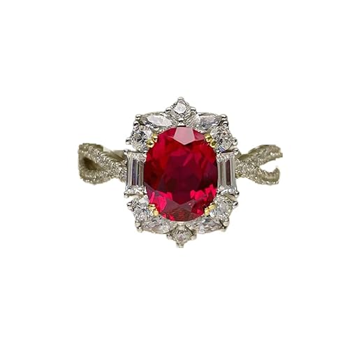 Biuhapiy 3 Karat künstlicher roter Edelsteinring – elegantes offenes Band-Design mit präziser Handwerkskunst von Biuhapiy
