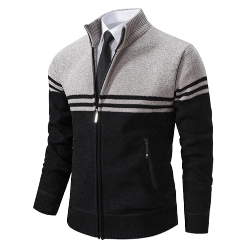 Biutimarden Herren Feinstrick Strickjacke Cardigan Mit Reißverschluss Stehkragen Trachtenjacke Sweatjacke Langarm Herren Wintermantel von Biutimarden