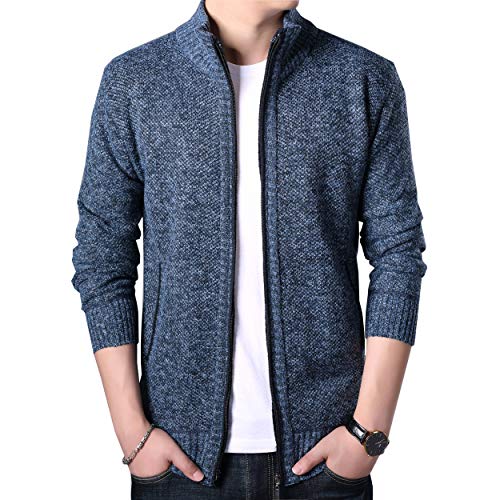 Biutimarden Herren Pullover Strick Herbst Winter Strickjacke Reißverschluss Hoodie Sweatshirt Jacke Fashion Mäntel （Navy blau M） von Biutimarden