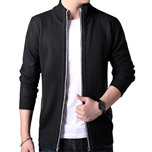 Biutimarden Herren Pullover Strick Herbst Winter Strickjacke Reißverschluss Hoodie Sweatshirt Jacke Fashion Mäntel （Schwarz M） von Biutimarden