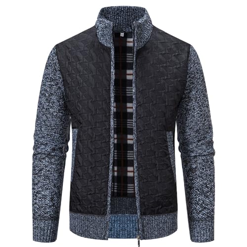 Biutimarden Strickjacke Herren Feinstrick Stehkragen Trachtenjacke Pullover Lange Ärmel Gestrickt Cardigan Wintermantel mit Reißverschluß von Biutimarden