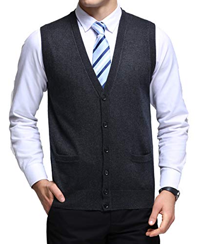 Biutimarden V-Ausschnitt Herren Ärmellose gestrickte Weste Strickwesten Strickjacken Strickpullover lässig gestrickte Wolle Tank-TopTasten Design L von Biutimarden