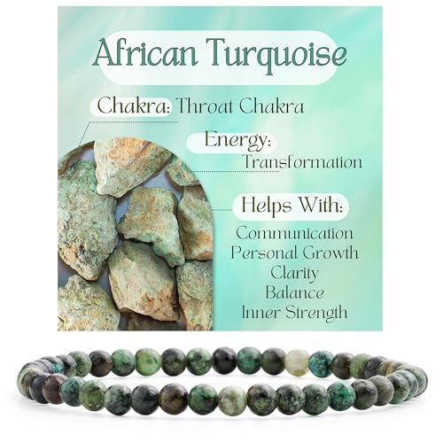 Bivei Afrikanischer Türkis - Transformation Kristall Armband für Frauen 4mm Perlen Halbedelstein Natürlicher Stein Dehnbarer Elastischer Schmuck Yoga Geschenke Bivei Afrikanischer Türkis - Transformation Kristall Armband für Frauen 4mm Perlen Halbedelstein Natürlicher Stein Dehnbarer Elastischer Schmuck Yoga Geschenke von Bivei
