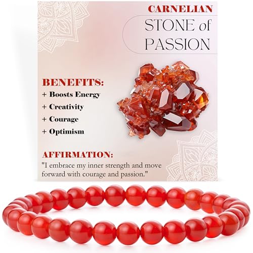 Bivei Karneol - Leidenschaft - Perlenarmband für Frauen 6mm Halbedelstein dehnbarer elastischer Schmuck Yoga Geschenke Klein Bivei Karneol - Leidenschaft - Perlenarmband für Frauen 6mm Halbedelstein dehnbarer elastischer Schmuck Yoga Geschenke Klein von Bivei