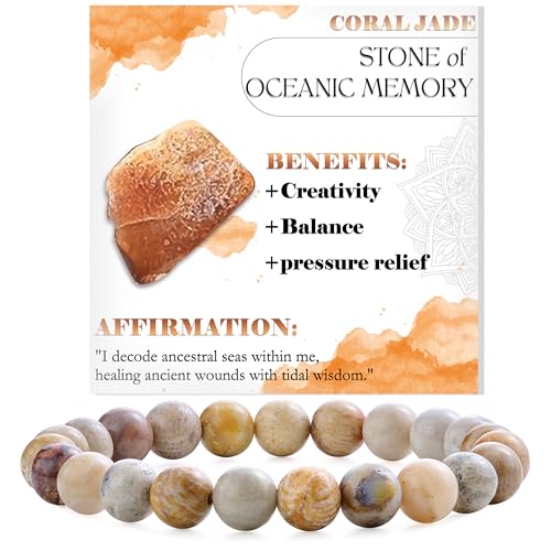 Bivei Korallenjade – Kreativität & Ruhe – Perlenarmband für Frauen 8mm Halbedelstein dehnbarer elastischer Schmuck Yoga Geschenke von Bivei