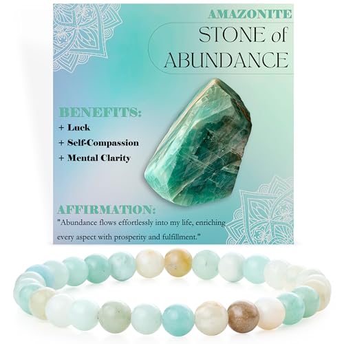 Bivei Amazonit - Fülle - Perlenarmband für Frauen 6mm Halbedelstein dehnbarer elastischer Schmuck Yoga Geschenke von Bivei