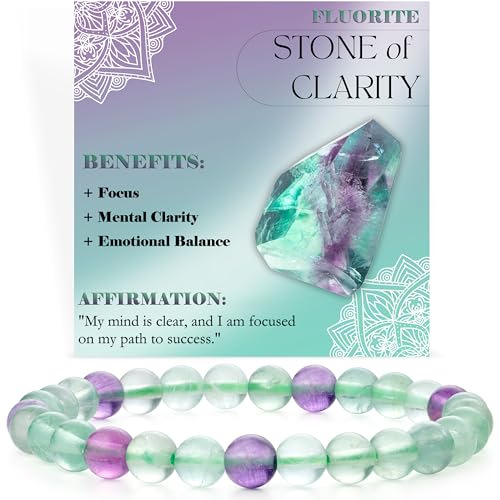 Bivei Fluorit - Klarheit - Perlenarmband für Frauen 6mm Halbedelstein dehnbarer elastischer Schmuck Yoga Geschenke von Bivei