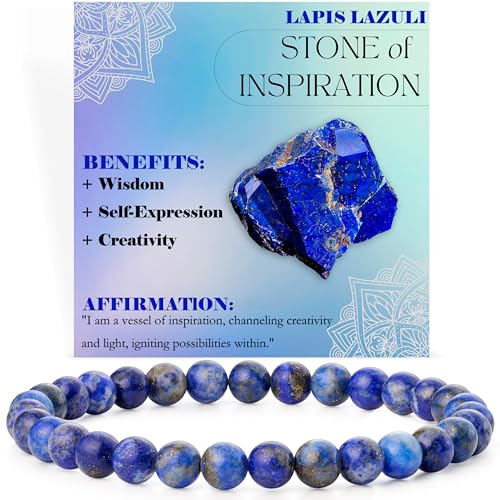 Bivei Perlenarmband für Frauen 6mm Stein elastischen Schmuck Geschenke(Lapislazuli - Inspiration) von Bivei