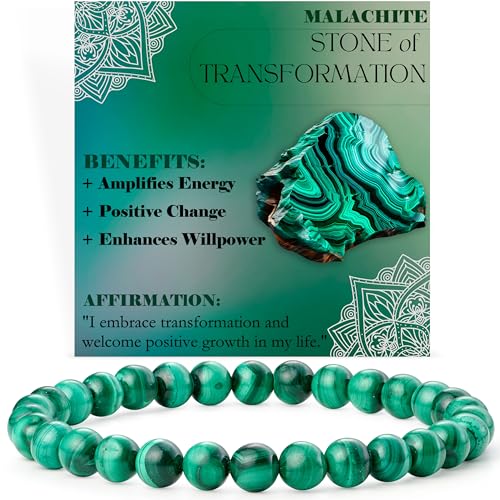 Bivei Malachit - Verwandlung - Perlenarmband für Frauen 6mm Halbedelstein dehnbarer elastischer Schmuck Yoga Geschenke von Bivei