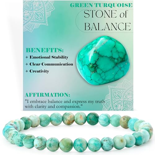 Bivei Grüner Türkis - Gleichgewicht - Perlenarmband für Frauen 6mm Halbedelstein dehnbarer elastischer Schmuck Yoga Geschenke von Bivei