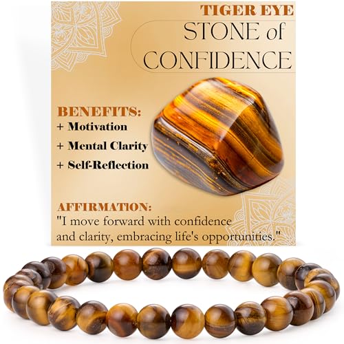 Bivei Tigerauge - Zuversicht - Perlenarmband für Frauen 6mm Halbedelstein dehnbarer elastischer Schmuck Yoga Geschenke von Bivei