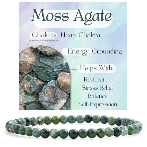 Bivei Moosachat - Erdung Kristall Armband für Frauen 4mm Perlen Halbedelstein Natürlicher Stein Dehnbarer Elastischer Schmuck Yoga Geschenke Bivei Moosachat - Erdung Kristall Armband für Frauen 4mm Perlen Halbedelstein Natürlicher Stein Dehnbarer Elastischer Schmuck Yoga Geschenke von Bivei