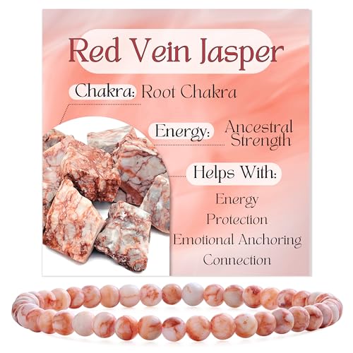Bivei Roter Adern-Jaspis – Entfachte Leidenschaft – Perlenarmband für Frauen 4mm Halbedelstein dehnbarer elastischer Schmuck Yoga Geschenke von Bivei