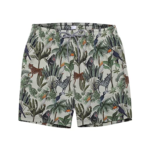 Biwisy Herren-Badehose, schnelltrocknend, mit Netzfutter, lustige Strandshorts, Grüne Wälder, X-Large von Biwisy