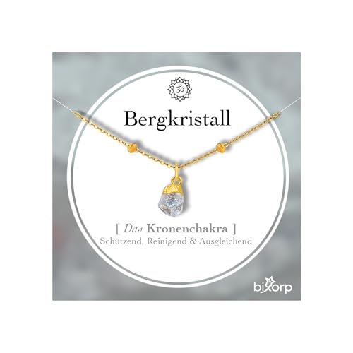 Bixorp Bergkristall Chakra Halskette - Vergoldeter Edelstahl - Rohem Edelstein Anhänger von Bixorp