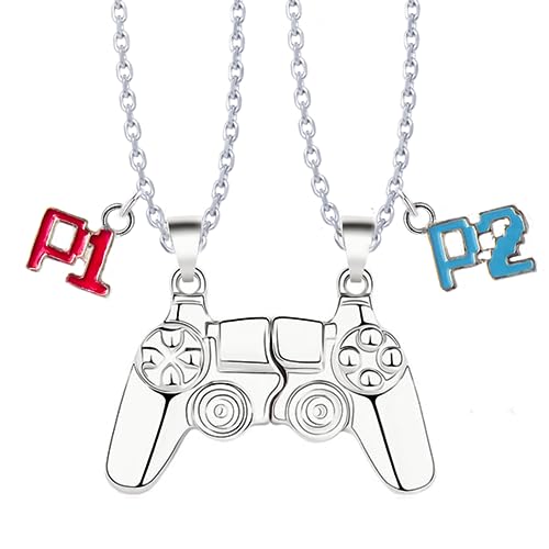 Bixorp Gamer Freundschaftskette für 2 - Magnetische BFF Kette - Controller Anhänger mit P1 & P2 - Geschenk für Gamer Best Friends von Bixorp
