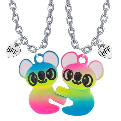 Bixorp Niedliche Freundschaftskette für 2 - Magnetische BFF Kette - BFF Anhänger - Geschenk für Best Friends (Koala Grün/Silber - Mit BFF-Anhänger) von Bixorp