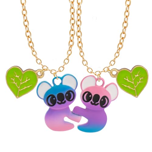 Bixorp Süße Freundschaftskette für 2 Lila Regenbogen-Koala - Magnetische BFF Kette - Niedlicher Anhänger für beste Freunde - Gold von Bixorp