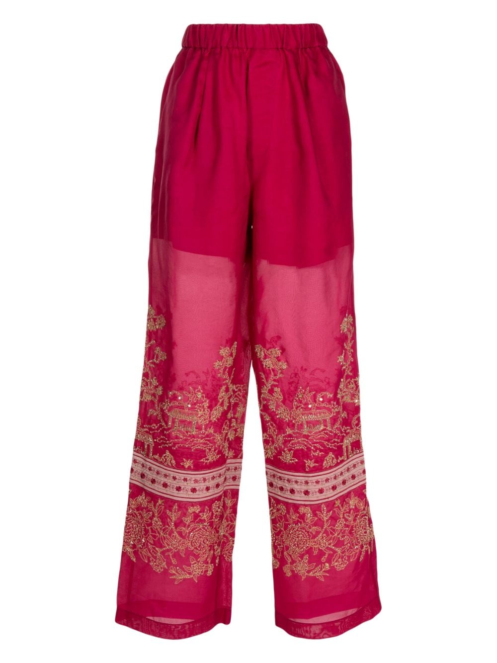 Biyan Semi-transparente Hose mit Stickerei - Rot von Biyan