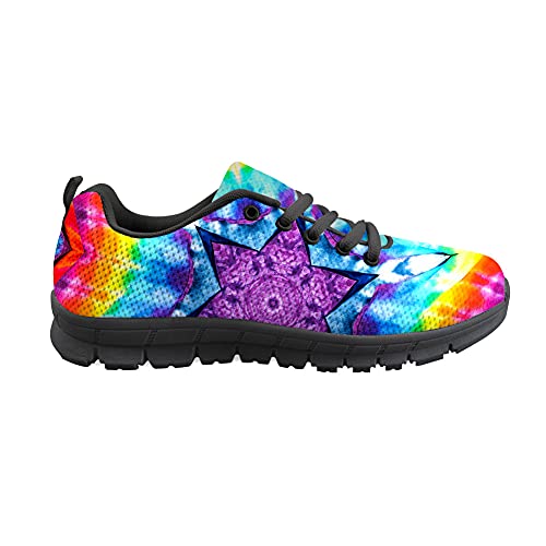 Biyejit Bunte Tie Dye Damen Schnürturnschuhe Workout Laufen Walking Sportschuhe Herren Gym Fitness Trainingsschuhe von Biyejit