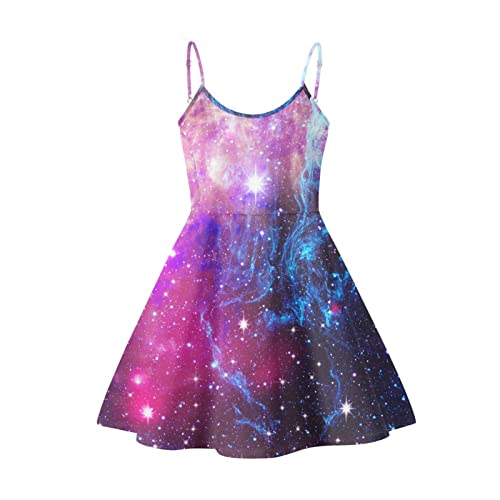 Biyejit Damen Casual Lose Kleid Träger Langes Sommer Strand Swing Kleid, Galaxy, L von Biyejit