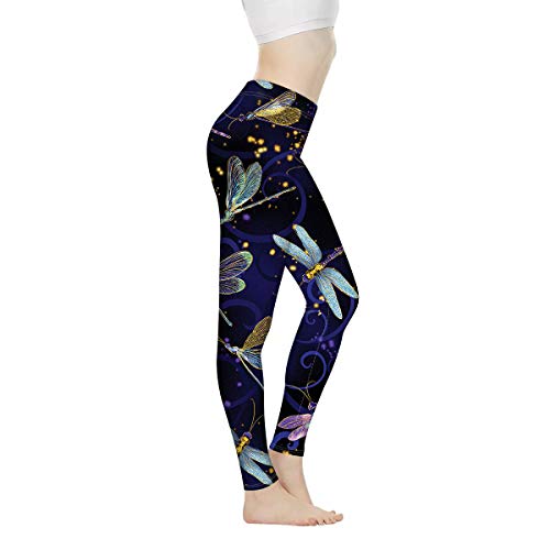 Biyejit Damen-Leggings, Yogahose mit hohem Taillenbund, Workout-Leggings, Galaxy Libelle, S von Biyejit