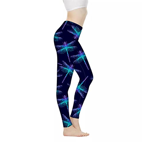 Biyejit Damen-Leggings, Yogahose mit hohem Taillenbund, Workout-Leggings, libelle, M von Biyejit