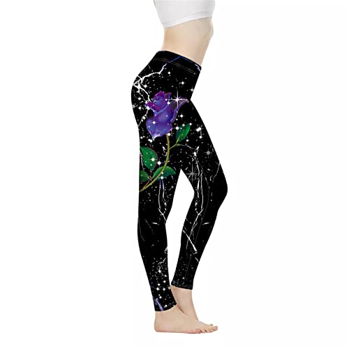 Biyejit Damen-Leggings, hohe Taille, Bauchweg-Effekt, Hose für Yoga, Workout, Laufen, Größe XS-3XL, Purple Rose, XXX-Large von Biyejit
